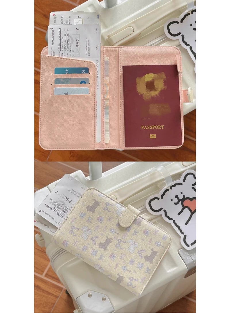 Floral Puppy Passport Holder Wallet Passport Holder, Multifunctional Girls Card Holder Pu Leather Travel Document Holder, Travel Accessories - Image 3